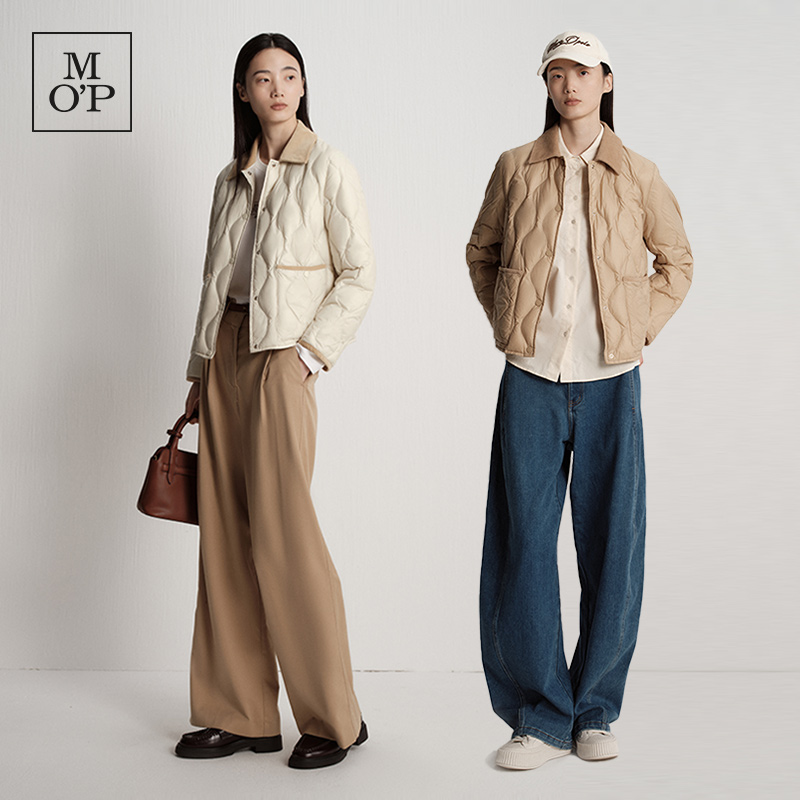 【轻盈鹅绒】MOP25冬新款巴恩风灯芯绒翻领轻薄保暖羽绒服外套女