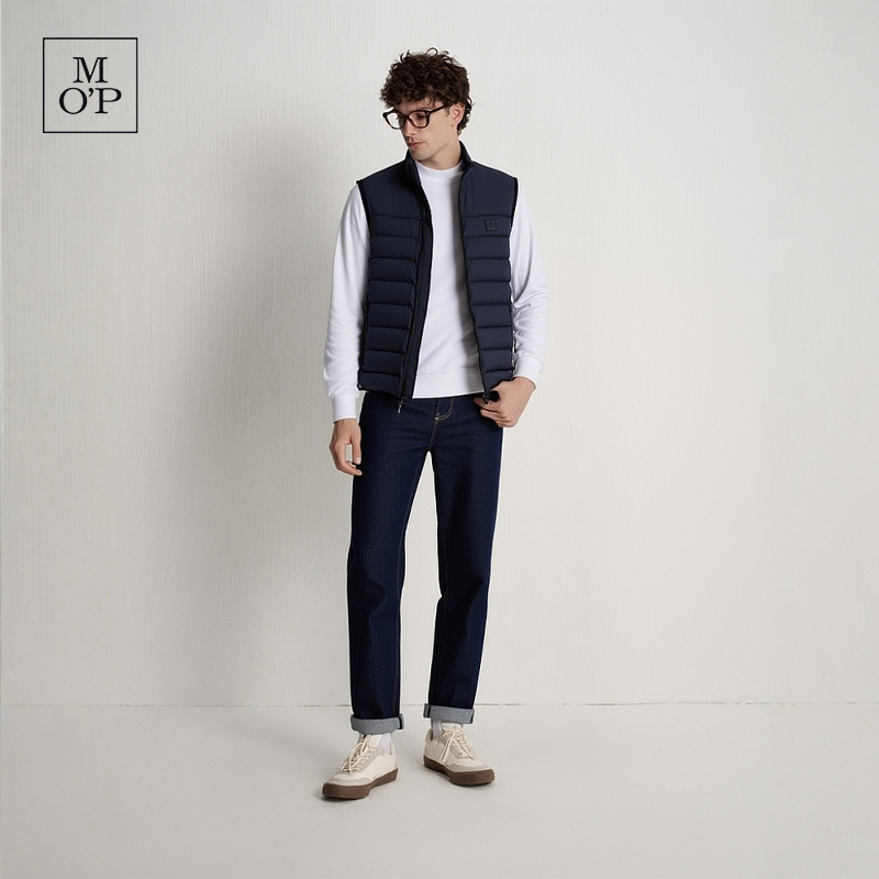 Marc O'Polo/MOP2025冬季新款简约保暖立领针梭拼轻薄羽绒马甲男,淘宝优惠券,粉丝福利购,淘宝优惠卷