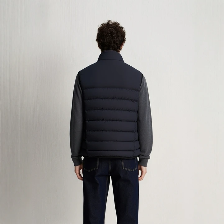 Marc O'Polo/MOP2025冬季新款简约保暖立领针梭拼轻薄羽绒马甲男,淘宝优惠券,粉丝福利购,淘宝优惠卷