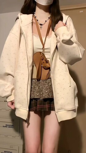 碎花连帽卫衣女春秋oversize薄款外套港味chic宽松慵懒开衫上衣 - 图0