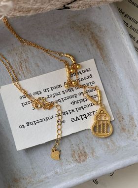 秋冬新款S925纯银如意算盘葫芦项链女轻奢高级感小众设计锁骨链