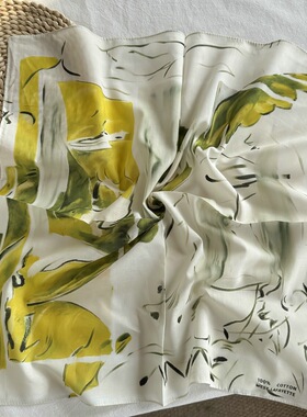 纯棉韩版棉质链条马图案印花小方巾春夏百搭丝巾披肩55cm*55cm
