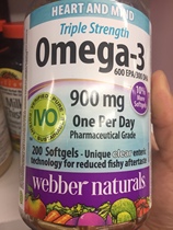 Canada 1 bottle of straight mail Webb Webber3 times high concentrate Omega3 deep marine fish oil capsules 200 grains