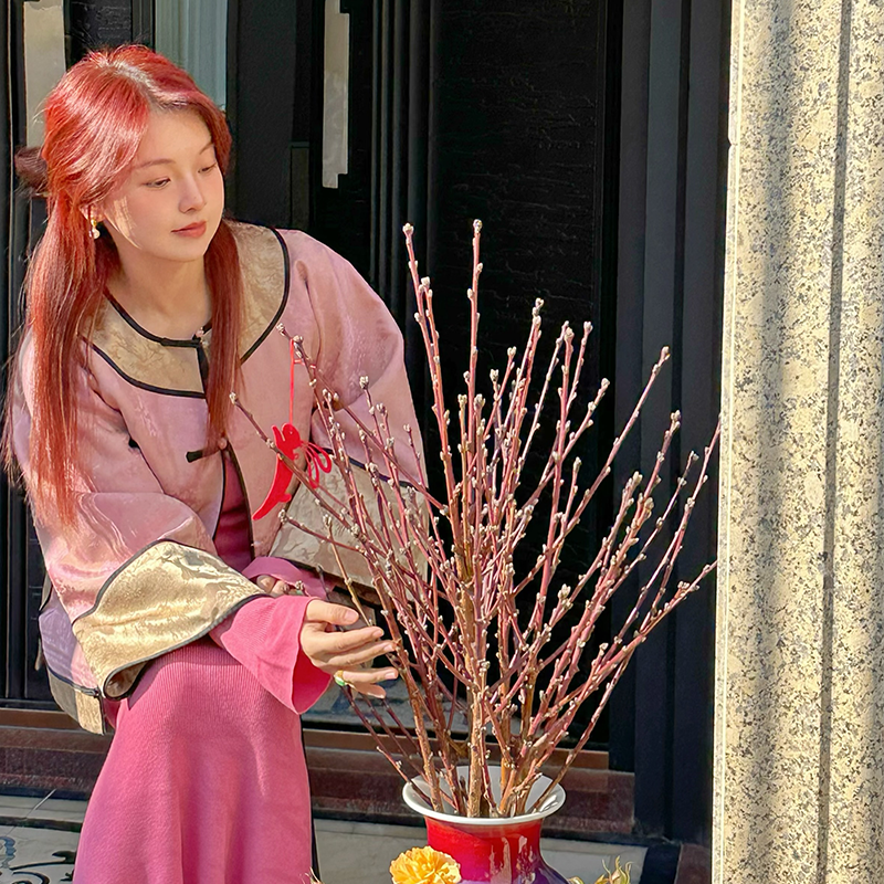 「鹤鹿同春」原面穿春意清汉女国风盘扣中式外套陌陌那阁 - 图2