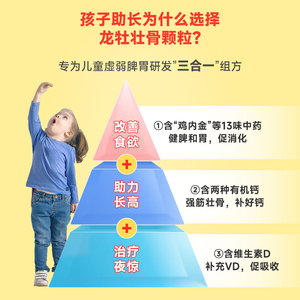 龙牡壮骨颗粒儿童补钙维生素VD脾胃调理龙骨龙母牧健民2盒共60袋
