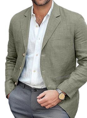 春秋现货欧码男式西装夹克休闲外套纯色男西服外套跨境男装上衣