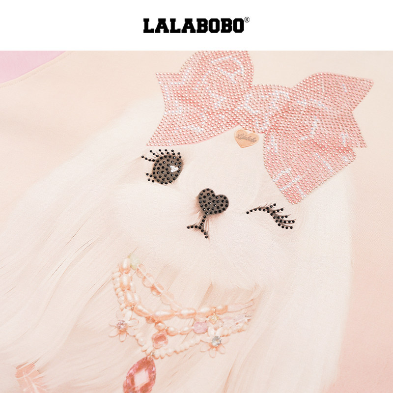 【宋继扬同款】LALABOBO25年秋新插肩袖上衣印花宽松粉色长袖T恤,淘宝优惠券,粉丝福利购,淘宝优惠卷