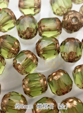 捷克进口八面金边5mm古董珠diy