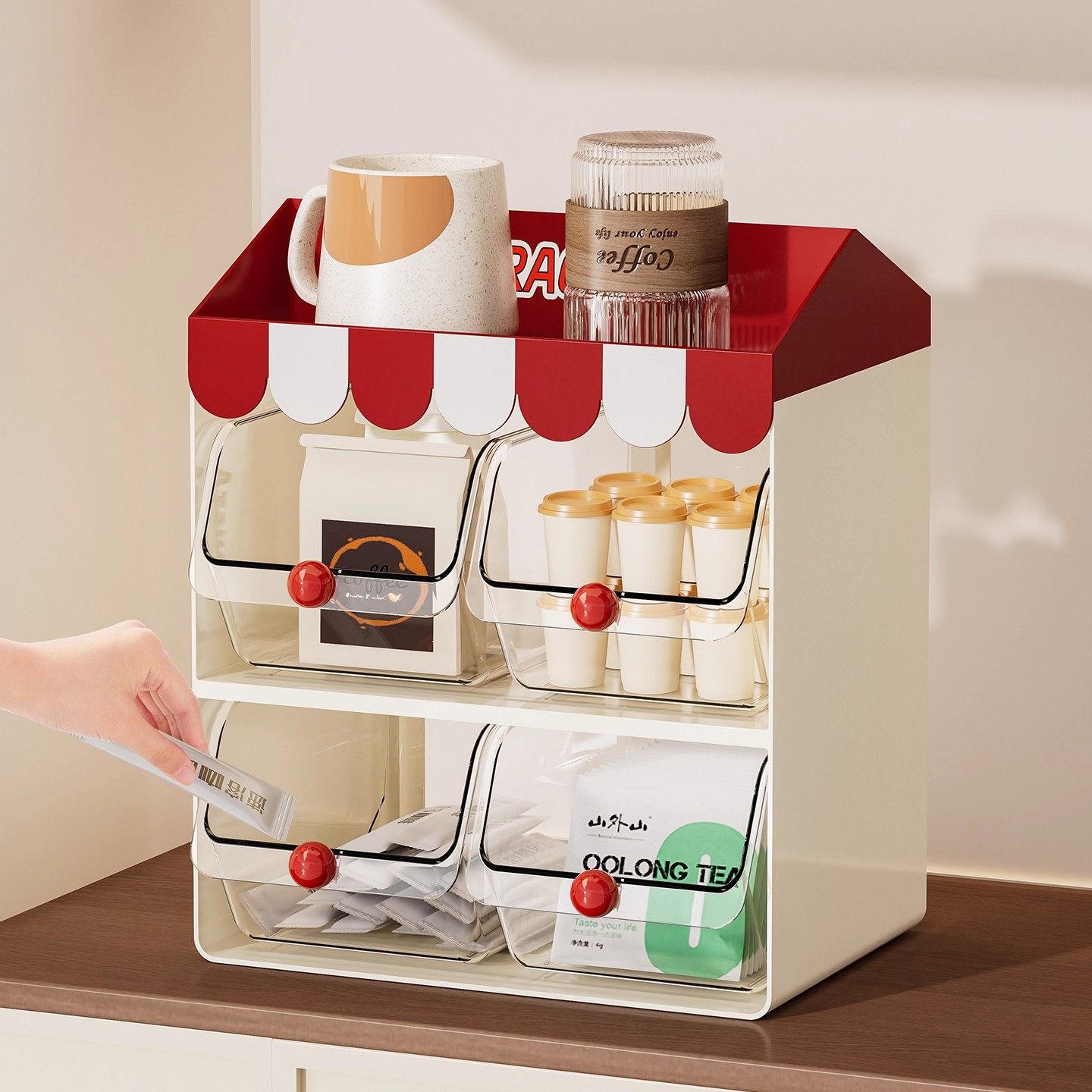 茶包收纳盒大容量多层茶水间吧台咖啡胶囊茶叶置物架桌面零食架,淘宝优惠券,粉丝福利购,淘宝优惠卷