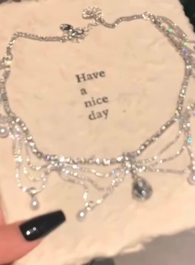 「星海玄夜」法式超闪水滴仿珍珠项链轻奢晚宴精致小众高级锁骨链