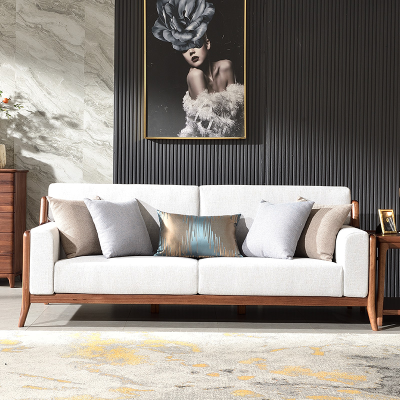 尚可优高端乌金木沙发全实木轻奢现代新中式客厅家具U型组合沙发