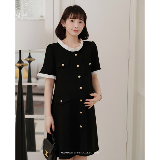 Mao Dan Nana's pregnancy outfit maternity dress summer clothes fashionable classic small fragrance style dress