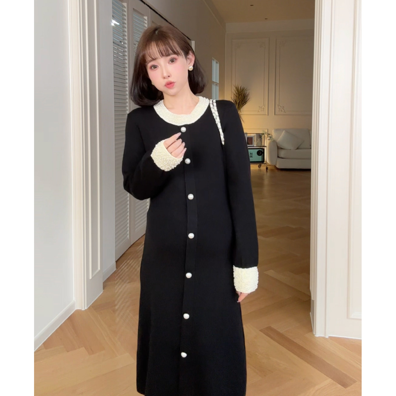 猫单【白露小香】娜娜的孕期穿搭小香风孕妇连衣裙时尚秋冬孕妇装,淘宝优惠券,粉丝福利购,淘宝优惠卷