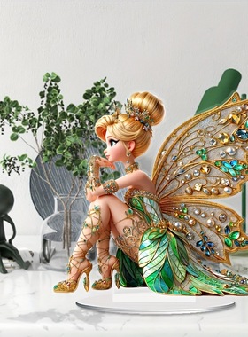 跨境新款花仙子精灵亚克力卧室客厅家居桌面摆件组装道具装饰品
