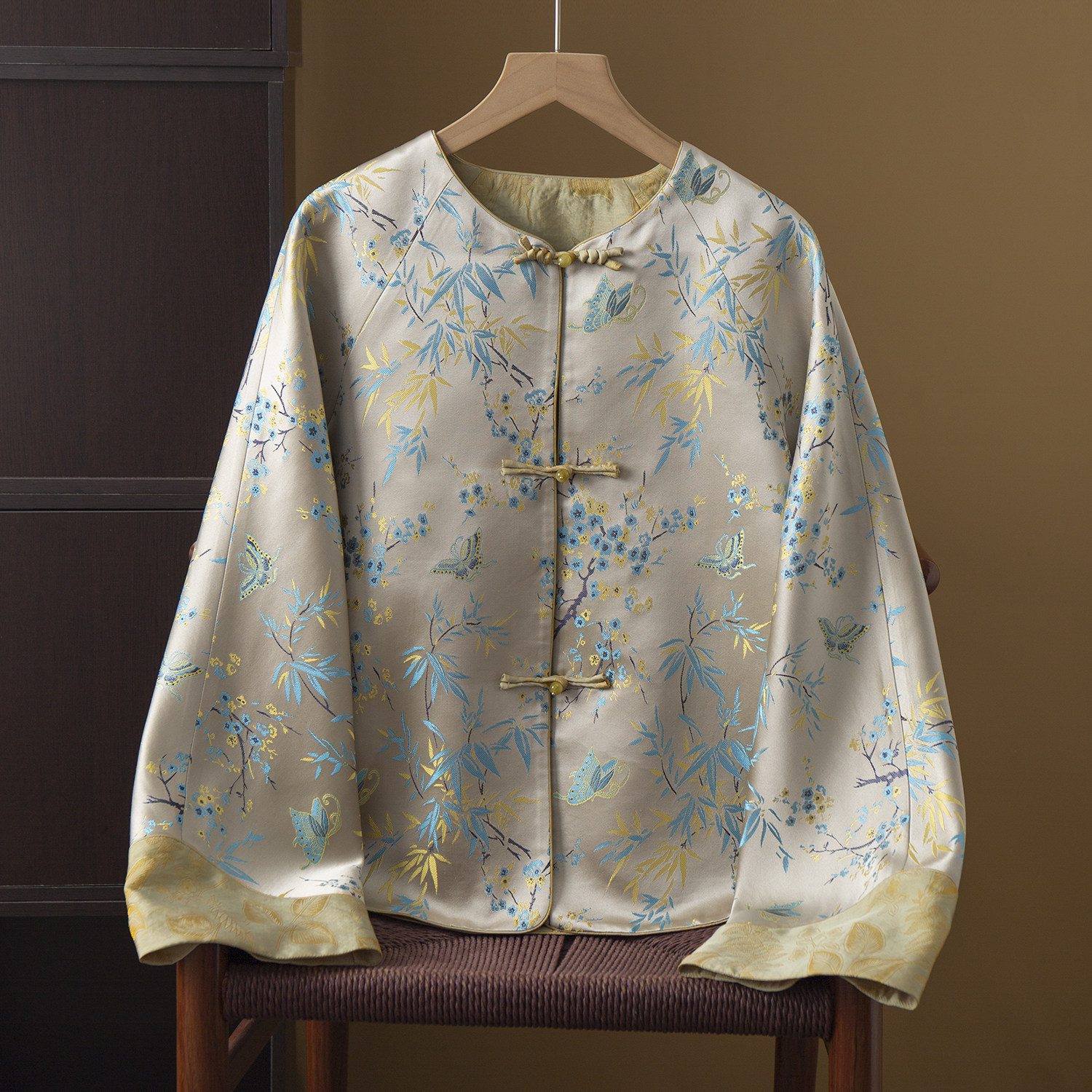 丝艺 双面穿 国风宋锦真丝外套女新中式桑蚕丝宽松盘扣开衫春秋,淘宝优惠券,粉丝福利购,淘宝优惠卷