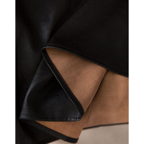 现货 前后两穿 香云纱真丝连肩袖上衣女桑蚕丝木耳边领小衫T恤夏 - 图2