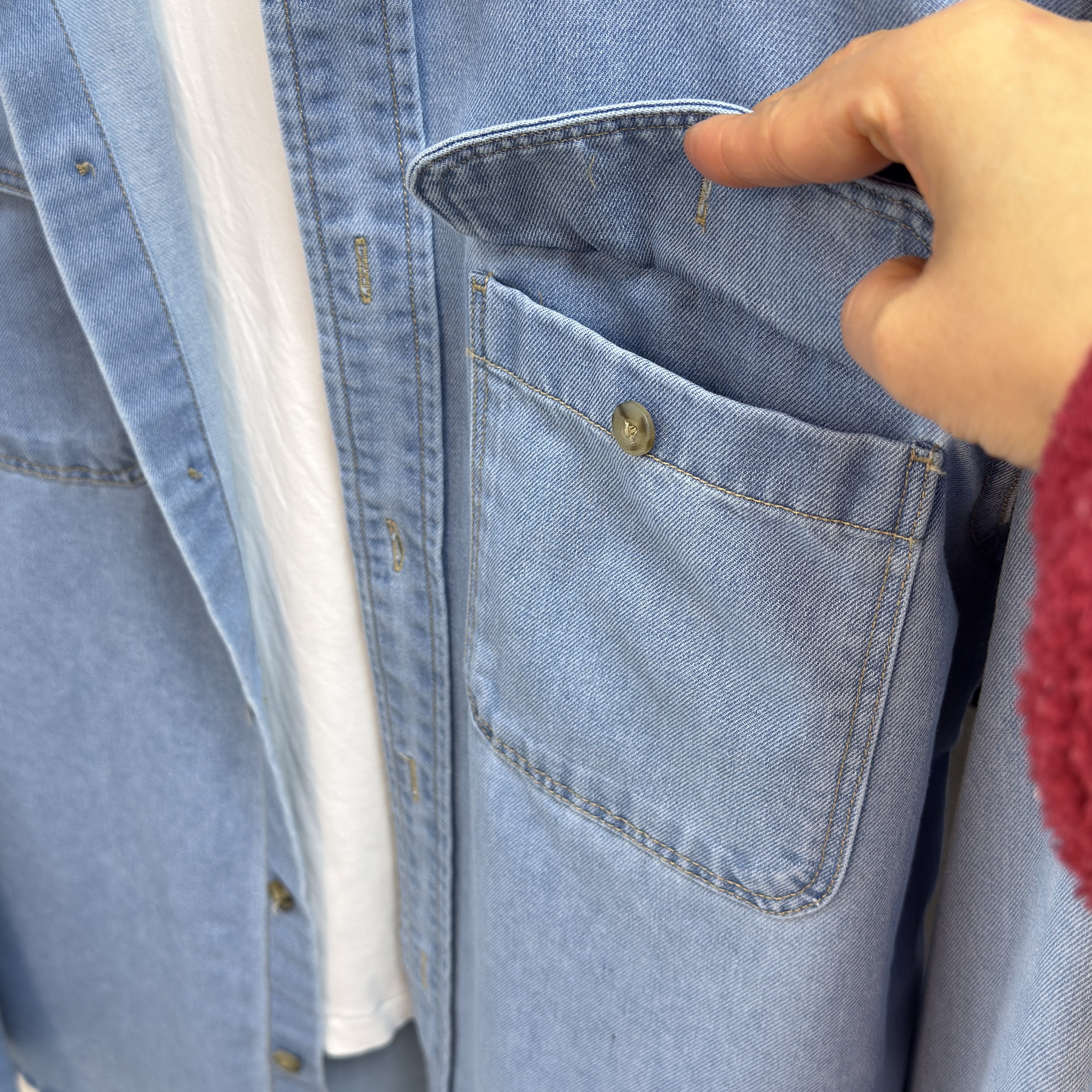 大厂订单！美式复古男女情侣款工装多口袋翻领宽松长袖牛仔衬衫春,淘宝优惠券,粉丝福利购,淘宝优惠卷