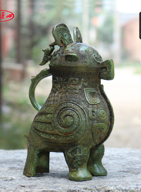 青铜鸮尊中式摆件守望美满生活