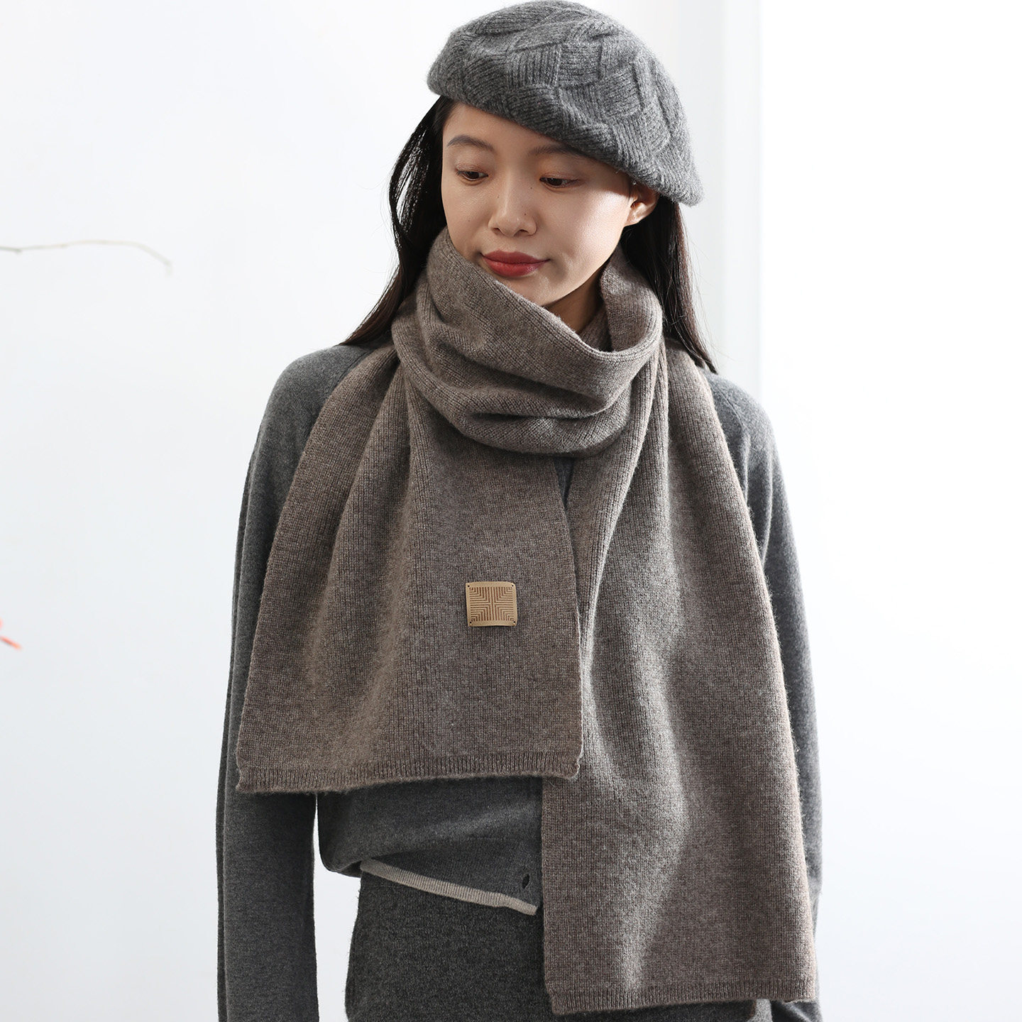 饮水鸟藏地34%牦牛绒羊毛针织长围巾男女秋冬保暖围脖