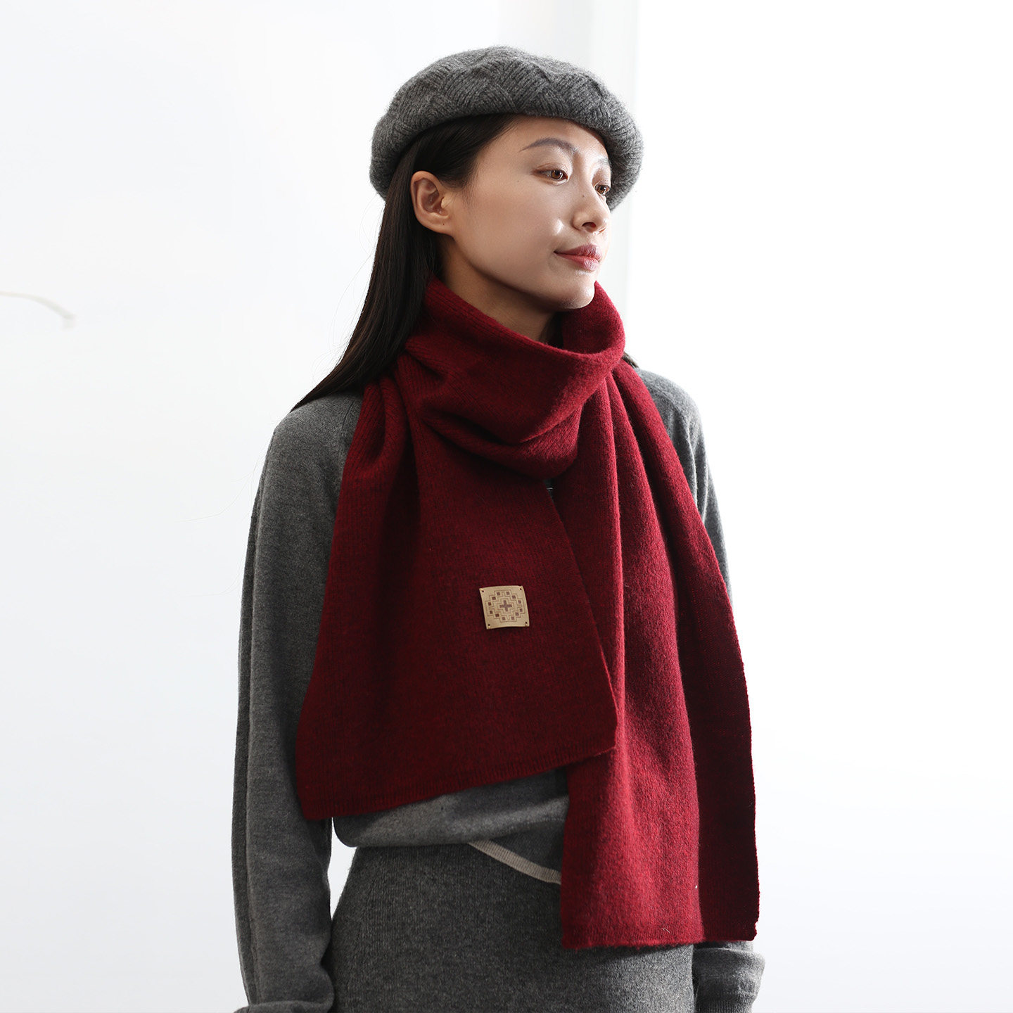 饮水鸟藏地34%牦牛绒羊毛针织长围巾男女秋冬保暖围脖