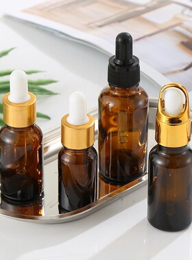 避光胶头盖化妆品茶色玻璃药瓶