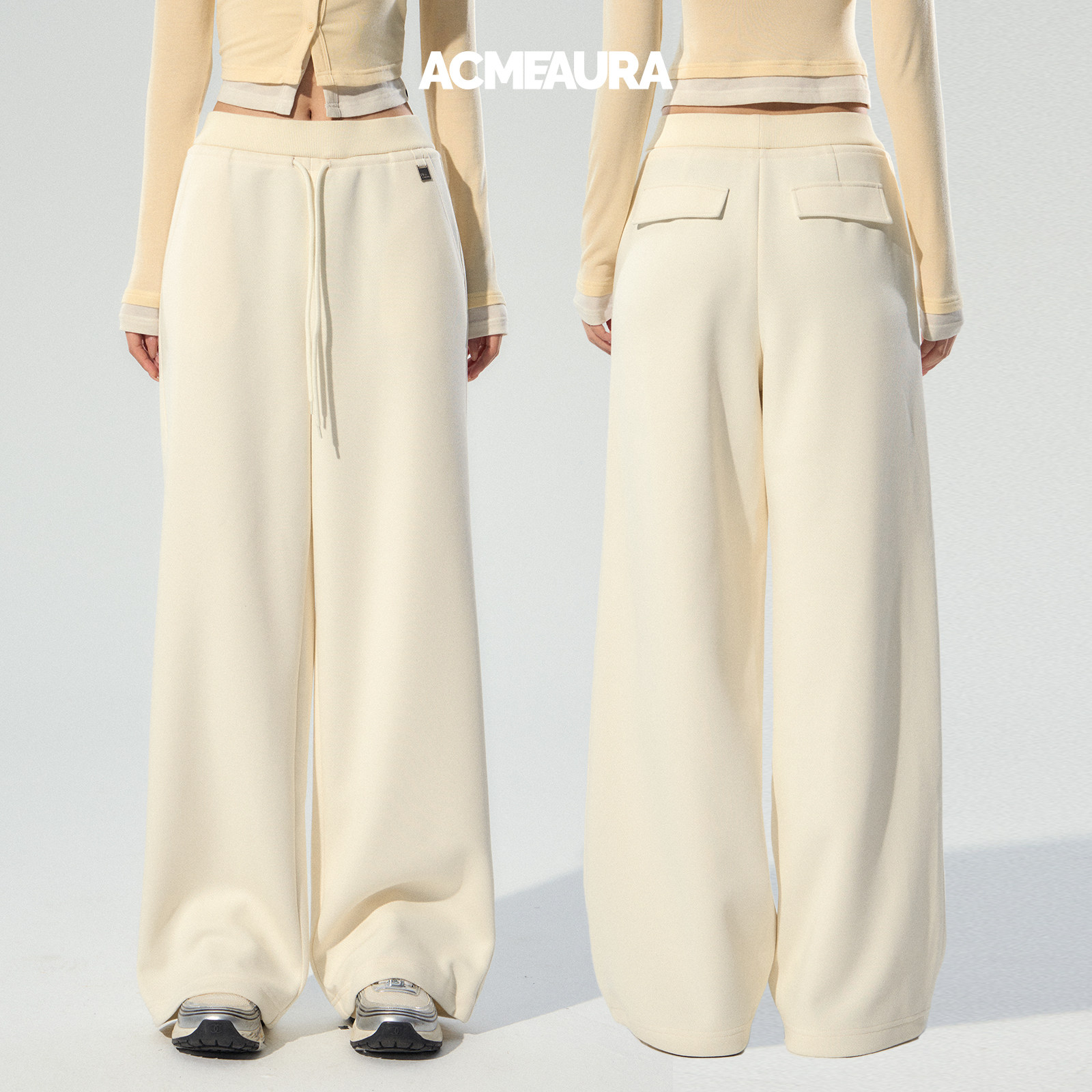 ACMEAURA白色直筒裤女2025新款秋卫裤宽松休闲裤宽松慵懒风裤子女,淘宝优惠券,粉丝福利购,淘宝优惠卷