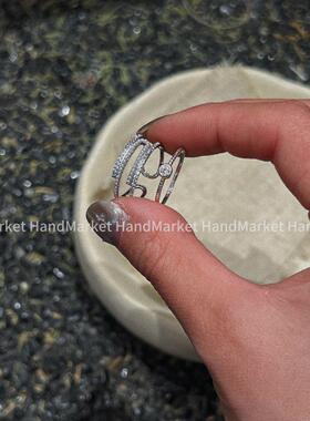 925银戒指 JIUJIU【简约拼接镂空戒】通勤百搭简约戒指搭配女0228