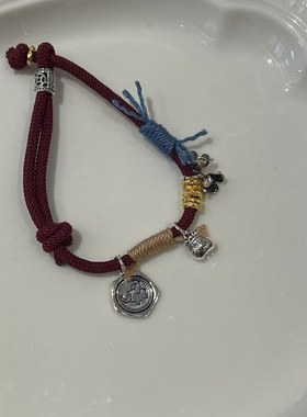 925银手链 JIUJIU【心象事成红绳手链】时尚气质小众彩色银象手链