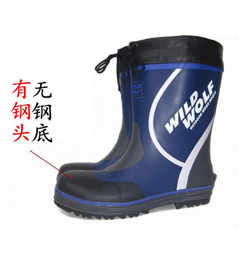 春夏雨靴男劳保雨鞋男防刺抗砸中高筒工地橡胶钢头防水钢底不闷脚 - 图0