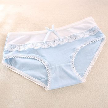 6-pack of women's underwear, women's low-waist pure cotton seamless students' cute sexy girl briefs lace cotton