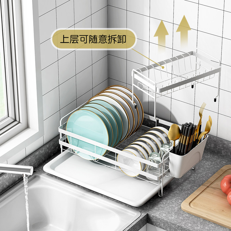 家用厨房碗架沥水碗碟碗盘收纳架放碗盘子晾碗多层台面碗筷置物架_虎窝淘