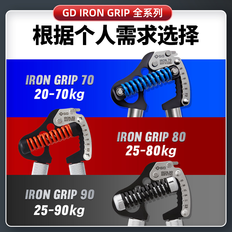 韩国GDIRON GRIP EXT90男士健身25~90kg专业握力器练臂肌手力调节-图2