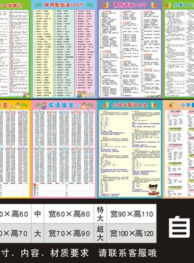 小学生100个文学常识海报墙贴