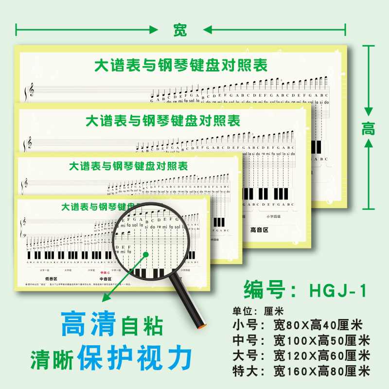 儿童五线谱识谱图墙贴画大谱表与钢琴键盘对照表音乐教室装饰吉它 - 图0