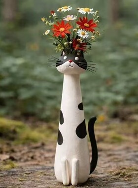 跨境热销 Quirky Cat Vase 造型奇特的猫狗花瓶家居装饰树脂摆件