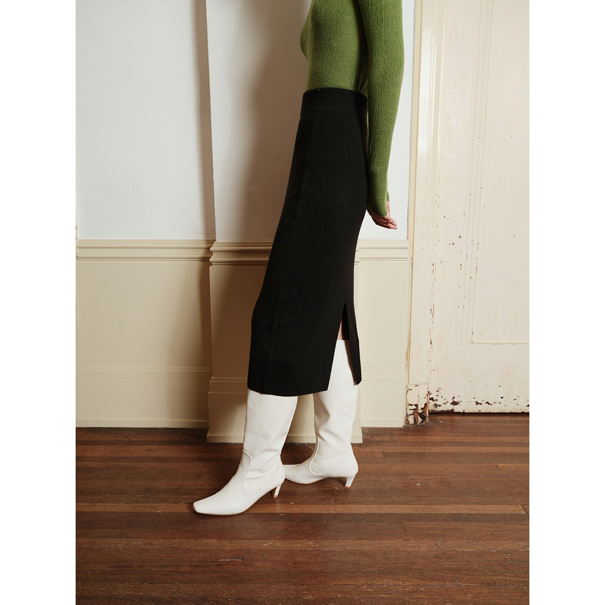 芝美日禾 高克重羊毛包臀半身裙直筒修身高弹力中长款黑色通勤,淘宝优惠券,粉丝福利购,淘宝优惠卷