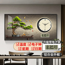 New Chinese greeting guest Songwan annual calendar Electronic clock hanging bell Living room Restaurant Decorative Painting with date Table hanging wall clock