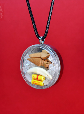 祈愿藏传钛钢天然水晶吊坠护身