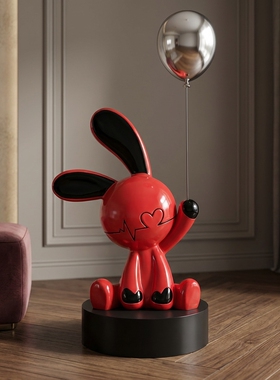可爱红色兔子公仔摆件生日礼物
