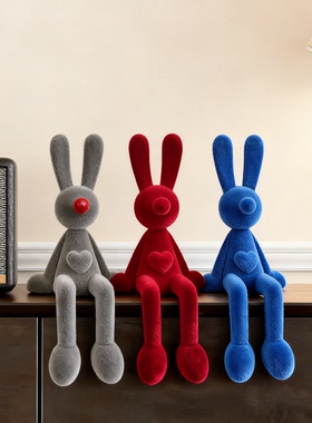 可爱蓝毛绒兔子公仔钥匙扣