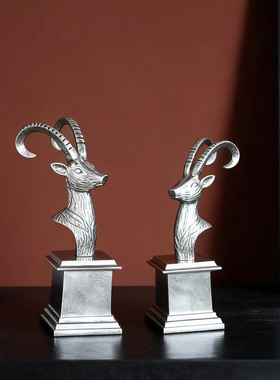 山羊头像装饰摆件金属材料