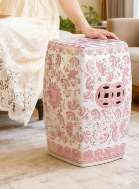 “五彩花鸟”冰裂纹鼓凳高级感