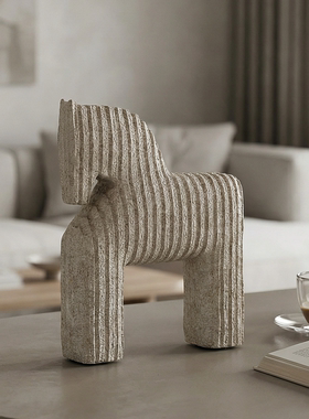 仿石器条纹马侘寂风高级感摆件