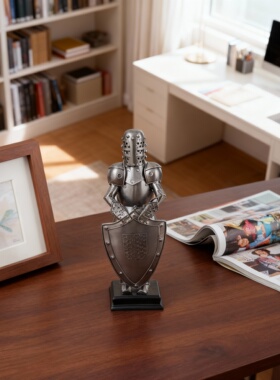 创意中世纪骑士盔甲金属装饰摆件