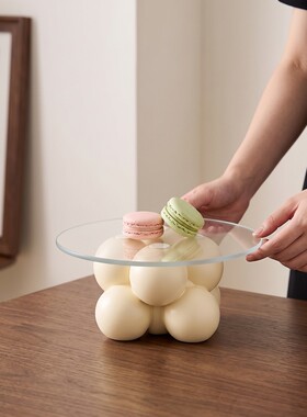 中古风树脂泡泡底座玻璃托盘摆件