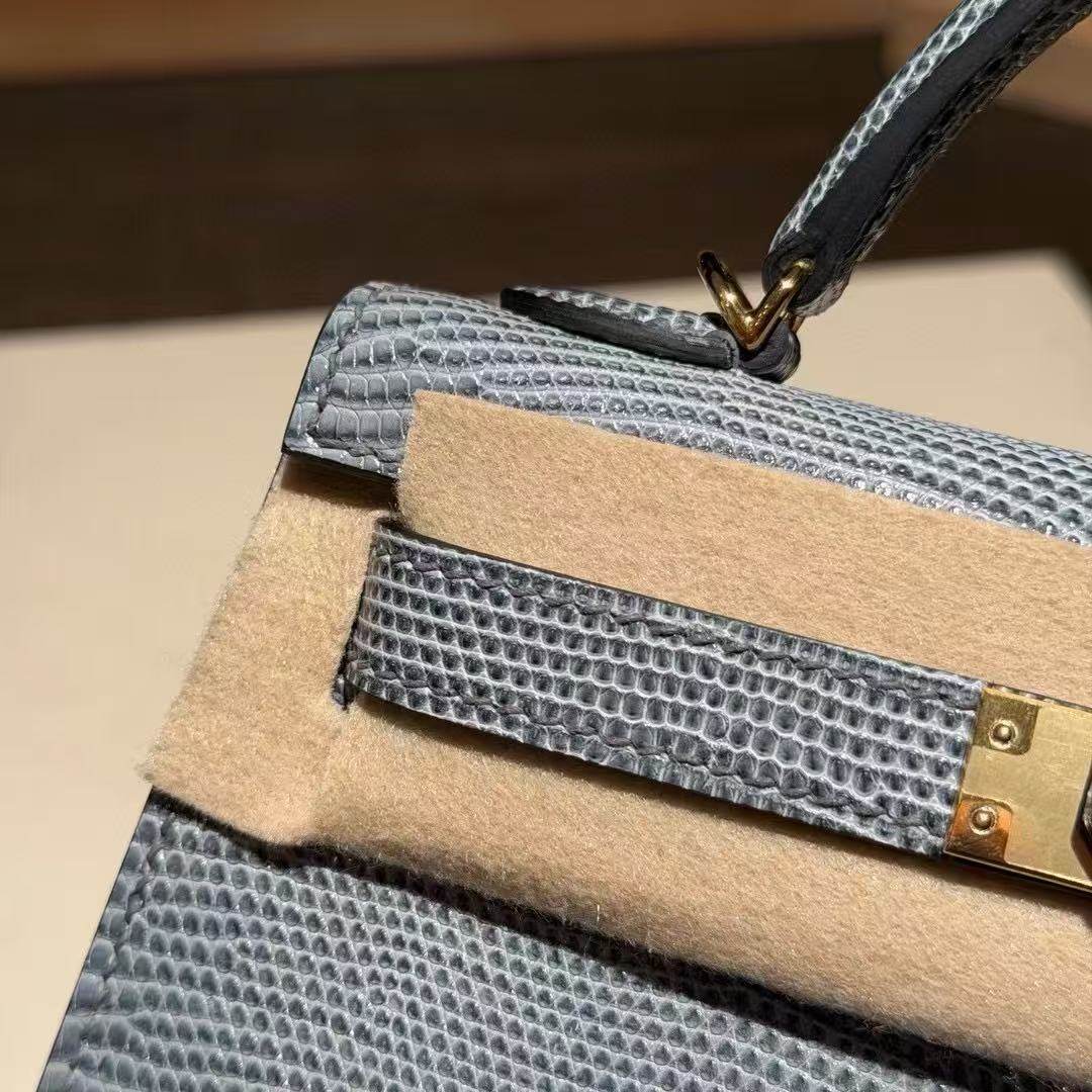 亚麻蓝进口蜥蜴皮女包迷你mini凯莉二代女士单肩斜挎小包包手工缝,淘宝优惠券,粉丝福利购,淘宝优惠卷