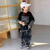 Boys spring clothing clothing suit 2024 new CUHK Childrens Spring Festival Spring Autumn Money Boy Spring Child Clothing Tide