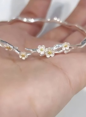 莫离手镯茉莉花开口手环女新中式设计精美文艺轻奢百搭高级感