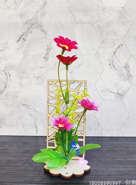 盘饰花草假花发光孔雀围边餐厅