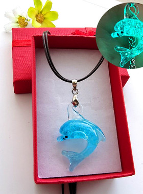 ins海豚发夜光琉璃项链颈链
